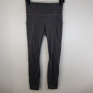 Athleta Leggings Women's Small Gray Salutation Leggings Stash Pockets Stretch
